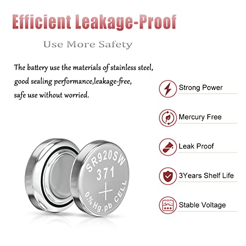 Sr920Sw Batteries Button Cell Ag6 371 V371 Pack Of 10 Sr920Sw 1.5V Alkaline Battery【3 Years Warranty】 #TOP3