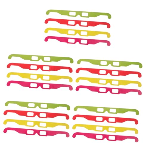 LRXIYODE Gafas De Visión 3D para Niños y Adultos, Diseño Ligero y Compacto, Lente Pet Marco De Cartón, Paquete De 20 Unidades Colores Surtidos (Rojo, Amarillo, Verde, Rosa), Uso En Cine y Hogar