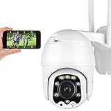 4X Zoom Cámara IP Exterior, Aottom Camara IP WiFi 1080P, Cámara PTZ Vigilancia Exterior WiFi, 355° Pan/90° Tilt, IR Vision Nocturna 40M, Audio Bidireccional, Detección de Movimiento, App Alarma, IP66