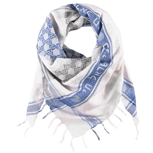 MultiColor WHT Jewish Sudra w/Fringes, Desert Keffiyeh, Tactical Shemagh, 100% Cotton Breathable unisex scarf