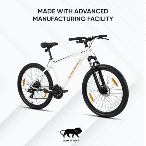 Image of ROADGIANT||BLACKGOLD-27.5T||21 Speed Shimano|| Premium Steel Frame||14+ Age ||Chrome Suspension|| Dual DISC ||Dull White