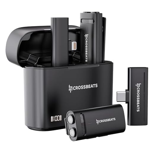 CrossBeats Clip Wireless Mic for YouTube Channel Video Recording | Vlogging Collar Lavalier Lapel Type C Microphone for Youtubers with Noise Cancellation for Phone Mobile | Bluetooth Mic Mike| 40H+