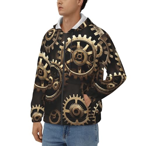 Sweat à capuche steampunk imprimé engrenages avec pull doux et chaud - 2