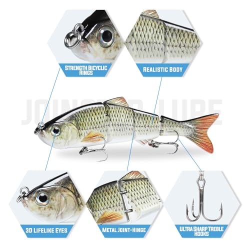 TRUSCEND Fishing Lures for Bass Trout Swimbaits for Bass Fishing Segmented Multi Jointed Swim Baits Slow Sinking Swimming Lures for Freshwater Saltwater Fishing Gear Lure Kit Gifts Plugs by TRUSCEND - Image 3