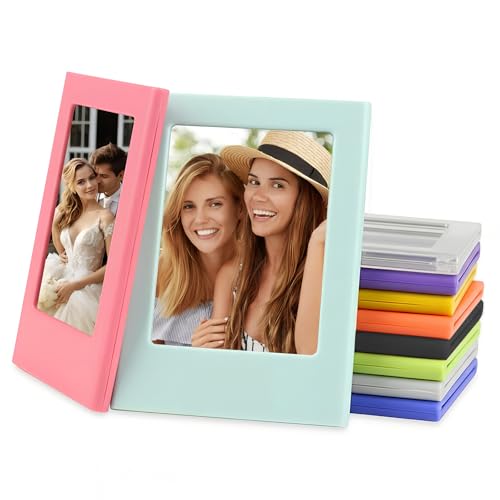 Homirty 10 Pezzi Mini Cornice Portafoto 3 Pollici Cornici Magnetiche per Foto DIY,Cornice Piccola Colorata per Scuola Ufficio Festa Frigorifero e Superfici Metalliche