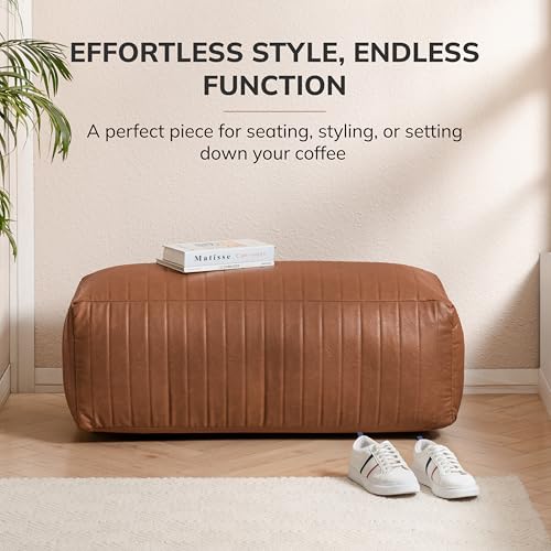 Anji Mountain 100% Handmade & Handcrafted Comfortable Home Décor Bench Pouf Ottoman Footrest for Living Room, Bedroom, Nursery, Kidsroom, Patio Furniture - (42" x 22" x 17" - Camel) by Anji Mountain - Image 4