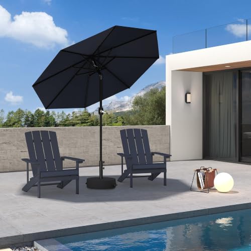 PURPLE LEAF 7.5' Round Patio Umbrella Outdoor Table Umbrella Aluminum Frame Market Umbrella with 8 Sturdy Ribs & Tilt for Garden Deck Lawn Pool Navy Blue