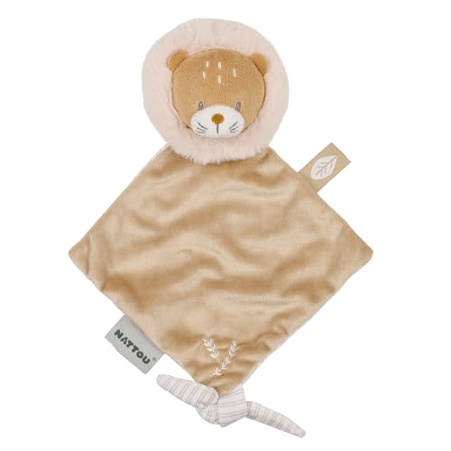 Nattou Mini Soft Toy Polyester Lion for Newborns and Premature Babies Approx. 19 cm Flo, Oli & Ernest, Ernest Brown