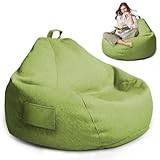 MeYuxg Pouf XL, Bean Bag per adulti, Solo Rivestimento (Senza Imbottitura),100 x 120 cm, per Pouf Sacco Adultes con chiusura lampo, per esterni Living Room Decor (Verde Matcha)