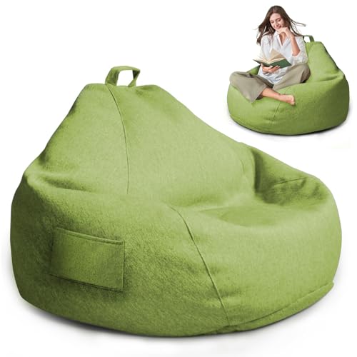 MeYuxg Puff Salon Adulto, Puff Gamer XL,100x120 cm Sin Relleno, Solo Funda para Niños y Adultos, Bean Bag para Videojuegos para Interior y Exterior, Salón y Sala de Juegos (Verde Matcha)