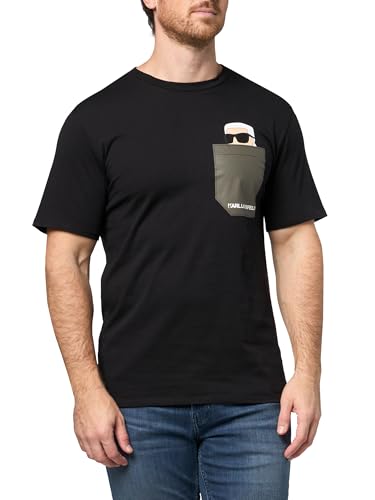 Image of Karl Lagerfeld Men's Crewneck Short Sleeve Graphic Design Relaxed Fit T-Shirt