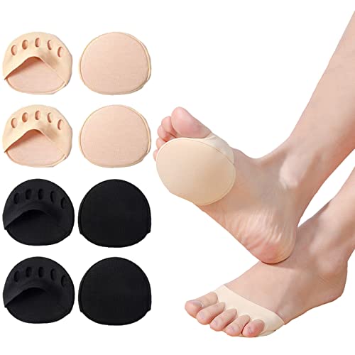 4 pares de almohadillas para el antepié para mujer,tela transpirable,cojines metatarsianos de tacón alto,suaves almohadillas para cojín de pie reutilizables para aliviar el dolor de fatiga del pie