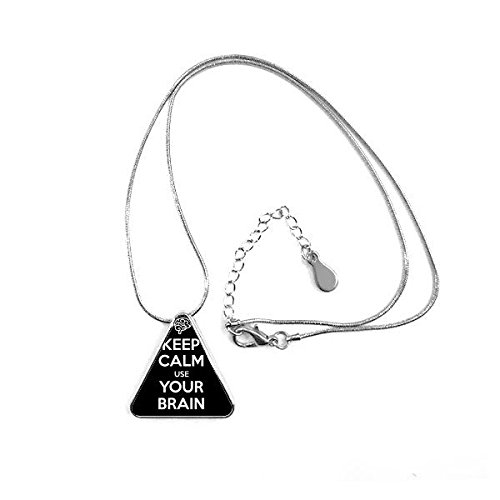 Collier pendentif triangle DIYthinker avec citation drôle et motif d'illustration blanc et noir