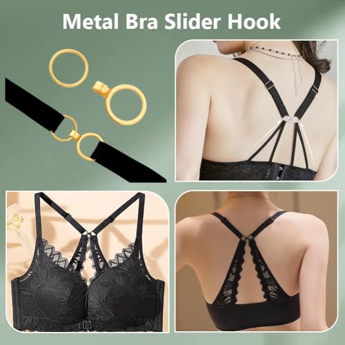 AHANDMAKER 160Pcs Bra Strap Hook, Alloy Bathing Suit Clip Clasp, Bra Strap Slider Replacement, Adjustment Slider for Slip Dress, Buckle Fastener for Bra Strap Swimsuit Tops Lingerie(Platinum & Golden)