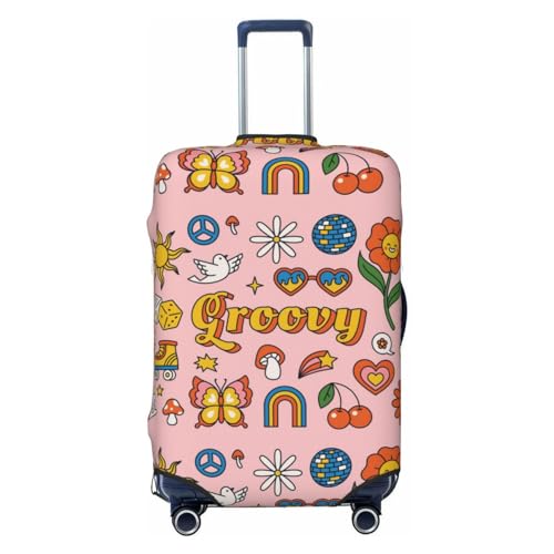 VOSERY Travel Luggage Cover - Retro 70s Hippie Washable Suitcase Covers Protector Fits 18-32 Inch Luggage