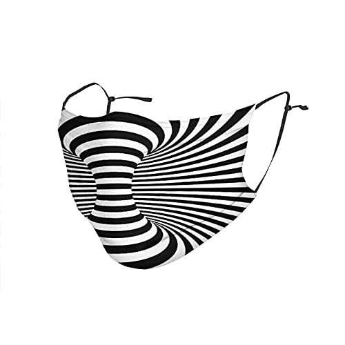 Masks- Black and White Space Optical Illusion Face Mask for Men with Adjustable Strip Washable Reusable DIY 1 Pcs