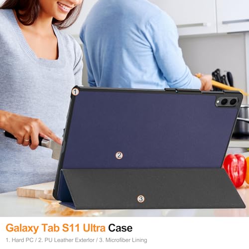 Fitudoos Etui kompatybilne z Samsung Galaxy Tab S11 Ultra 14,6", ultra cienkie, lekkie i inteligentne etui, z funkcją stojaka, automatyczne uśpienie/budzenie, niebieskie