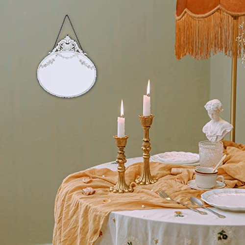 Nikky Home Rustic Decorative Metal Oval Wall Mounted Small Victorian Mirror For Home Decor Decoration, 10" X 13" #TOP2