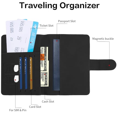 Passport Holder for Travel, Passport Cover Wallet, Premium PU Leather Passport Book Card Holder Case for Women Men, Waterproof RFID Blocking Flying Travelling Essentials Vacation Must Haves, Black2