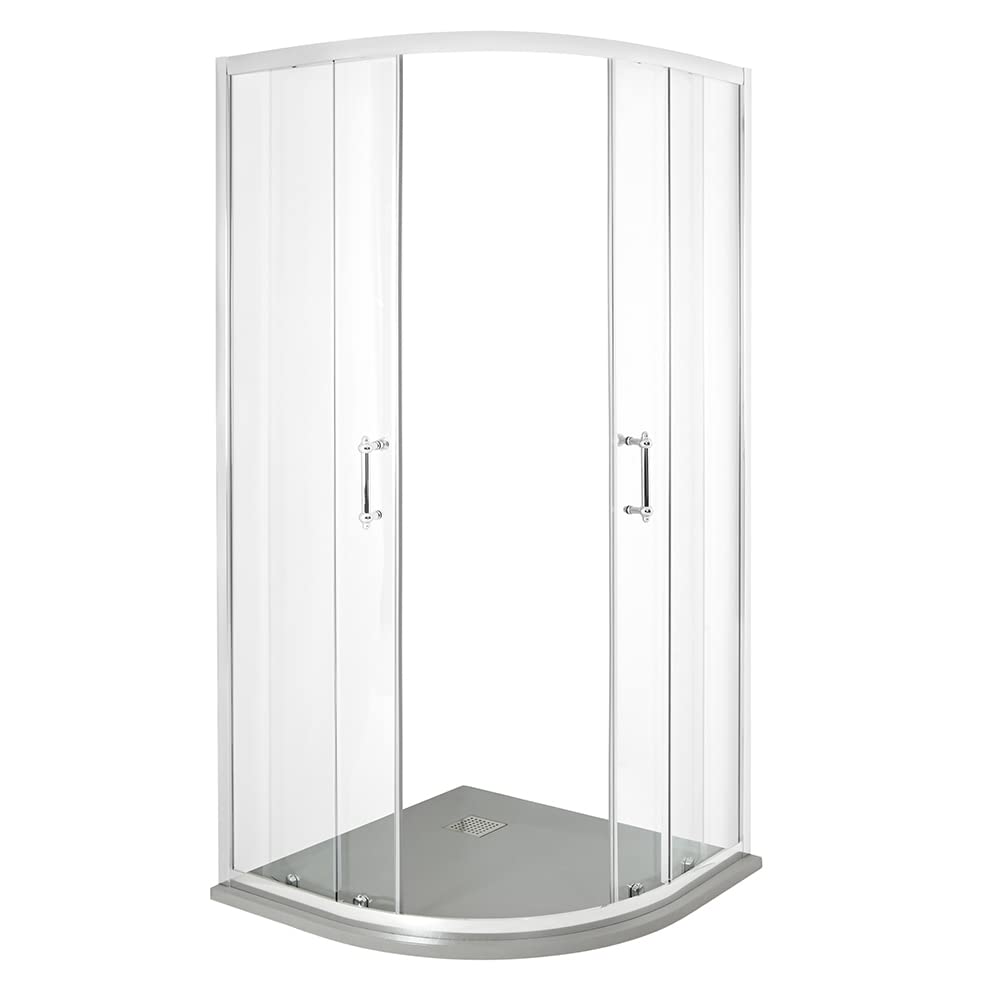 Milano Langley Chrome Reversible Quadrant Shower Enclosure Light Grey Tray - 900mm x 900mm