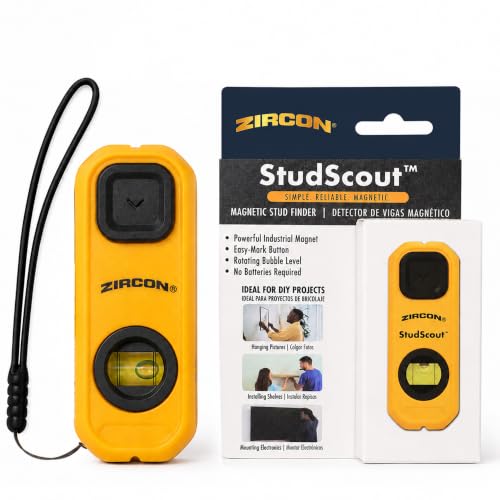 Zircon StudScout Magnetic Easy to Use Stud Finder with BuiltIn Level and Marking Button Powerful Magnet No Batteries Required Wall Stud Locator for Wood & Metal Studs