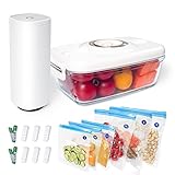 Finway Vacuum Seal Containers,Food Saver Containers for Vacuum Seal,Marinade Container, Vacuum Storage Container Set,16-Piece,Dishwasher/Freezer Safe, BPA Free, Sous Vide(Plastic)