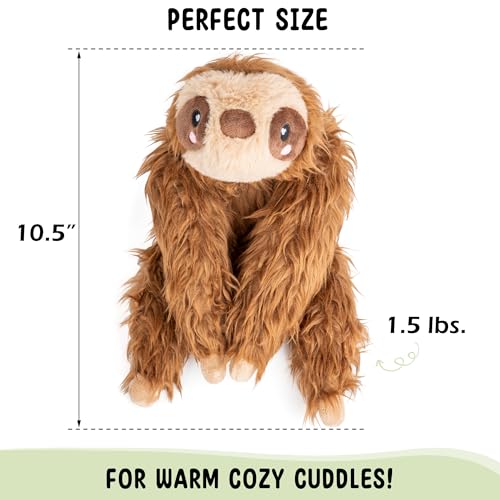 Image of Happy Fuel Sloth Microwavable 1.5 lbs Unscented Heating Pad for Women & Kids - Cute Soft Cozy Pillow Plush Heatable Warm Stuffed Animals - Kawaii Hot & Cold Plushie Toy - Sloth Gifts for Girls & Boys