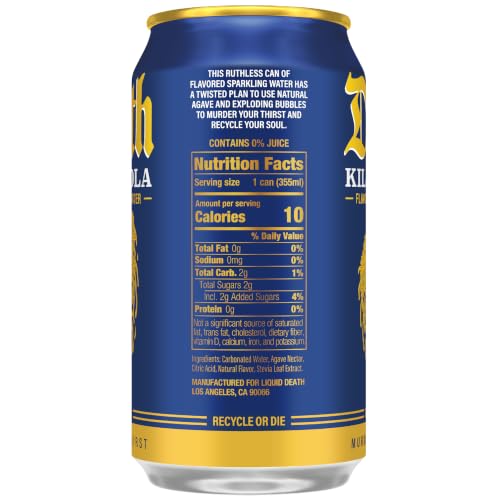 Image of Liquid Death Soda-Flavored Sparkling Water - Killer Cola, Less Sugar*, Huge Flavor, No Caffeine, No Artificial Sweeteners, 12 Fl Oz (Pack of 12)