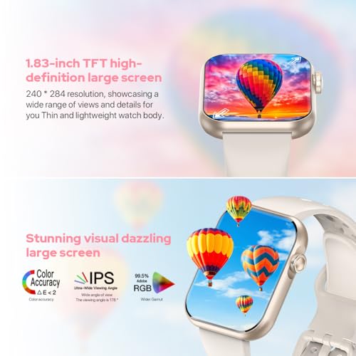 Nemheng Smartwatch, Bluetooth Talk, 1,83 Zoll, 100+ Sport Modi mit Herzfrequenz SpO2 Schlaf Monitor, Fitness Uhr für iOS und Android – Bild 3