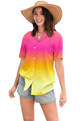 Image of SANGTREE Girls & Women's Hawaiian Shirts Button Down Short Sleeve Floral Tropical Shirt Beach Vacation Blouse Tops