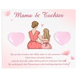 PIujsym Mutter Tochter Geschenk – Herzstein Glücksstein Set mit Karte & Geschenkbeutel, Liebevolles Geschenk für Tochter von Mama, Symbol der Verbundenheit & Wertschätzung