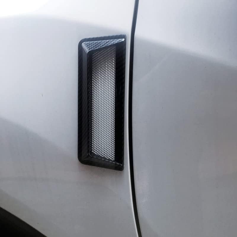 beler 2Pcs Carbon Fiber Black Style Universal Car Exterior Air Flow Intake Hood Scoop Vent Side Fender Decoration Cover Sticker