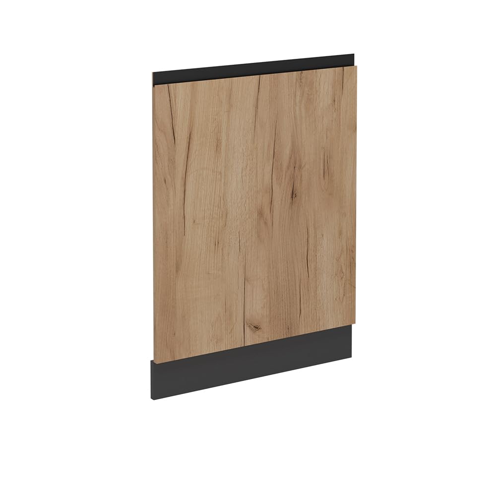 Vicco Panel Frontal del lavavajillas R-Line, Roble Dorado, 60 cm J-Shape sin encimera, para combinación Libre Dentro de Sistemas de Cocina modulares