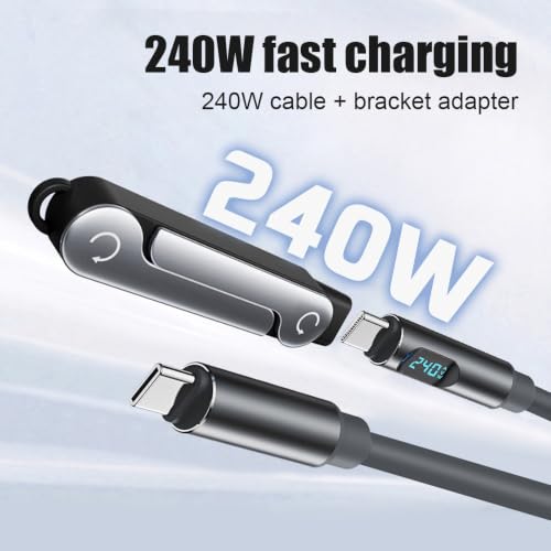 Image of Tobo USB C to USB C Adapter with Foldable Phone Stand, 240W PD Fast Charging Type C Male to Female Converter, 90 Adjustable USB-C Extender for Laptop, Tablet & Smartphone (Charging & Data) TD-1644CC