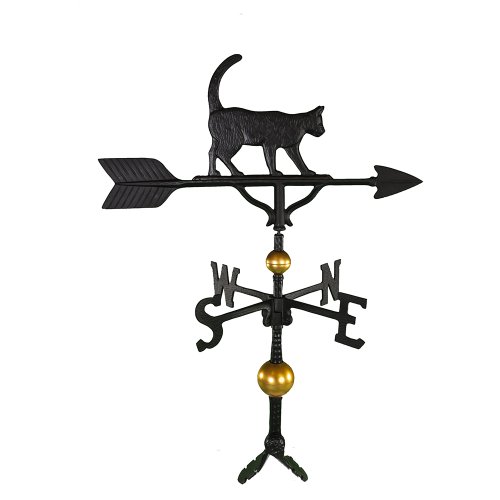 Montague Metal Products 32-Inch Deluxe Weathervane with Satin Black Cat Ornament