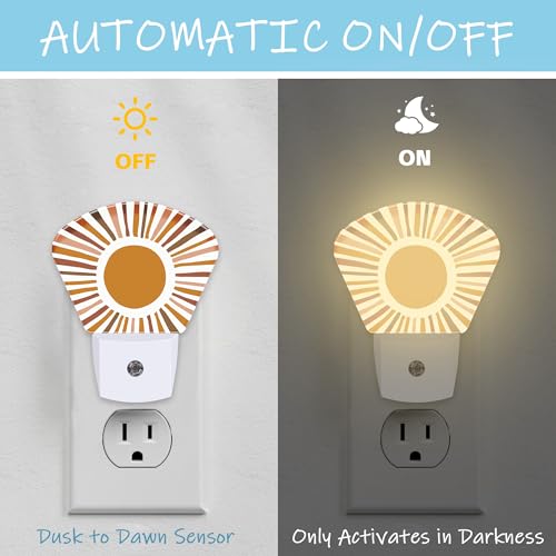Image of Night Light Abstract Sun Plug-in LED Dusk-to-Dawn Sensor Soft Night Lamp,Suitable for Home Bedroom Bathroom Hallway Stairs