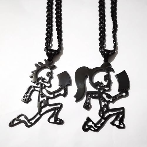 Hatchetman Black Juggalo Juggalette Skeleton 2" Sterling Silver Charm Chain Necklace Pendant Hatchet Jewelry Man Lady Necklaces hip hop merchandise for Women, Men,4