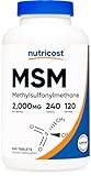 Nutricost MSM Tablets (Methylsulfonylmethane) 2000mg Per Serving, 120 Servings, 240 Tablets - Non-GMO and Gluten Free