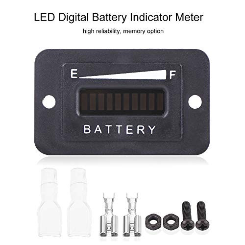 Led Digital Battery Indicator Meter Gauge Cart, 12V/24V/36V/48V Battery Gauge for Cart with Hour Meter(BI001-12/24V) - Thumbnail 6