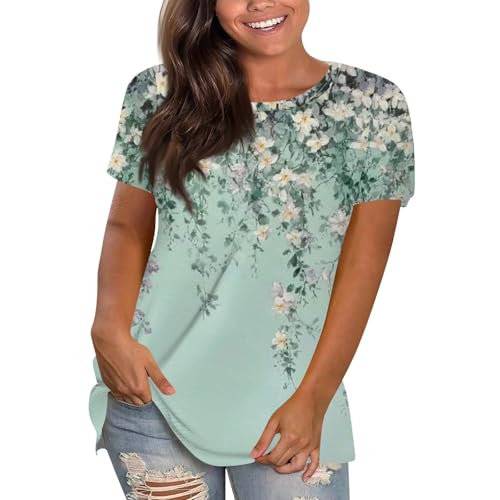 Women Tops Dressy Casual,Womens T Shirt Summer Tops Short Sleeve Fashion Basic Casual Oversized Beach Vacation Clothes