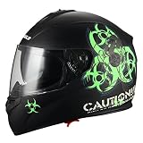 TRIANGLE Motorcycle Full Face Helmet Lightweight Dual Visor Biohazard for Men and Women DOT Approved
