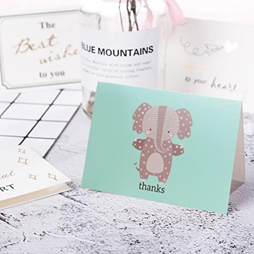 24 Pcs Kids Thank You Cards, Cards with Stickers and Envelopes Foldable Animals Thank You Cards for Teacher Birthday Children Weddings Baby Shower (Style 1)