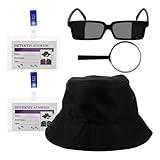 GOOHOCHY Kit Détective Cosplay 9 Pièces Unisexe Chapeau, Lunettes et Accessoires pour Jeux de Rôle, Fournitures de Fête et Gadgets D'espionnage pour Soirées Costumées et Événements