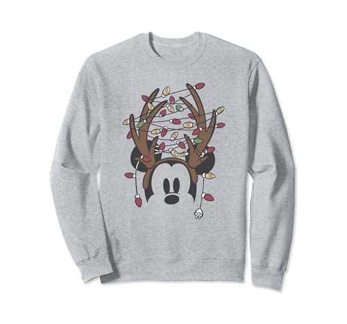 Sweat Mickey de Noël avec guirlande et bois de renne pour hiver festif