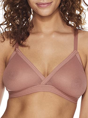 DKNY womens Sheer Stripe Bralette Bra, Rosewood, Large US