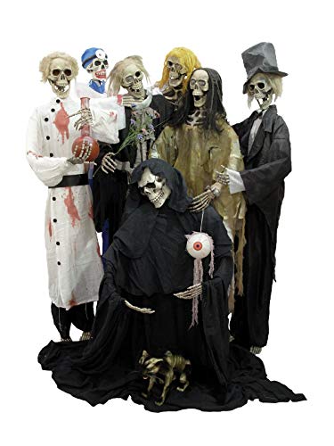 Europalms Halloween Figur Skelett formbar | Stehendes Skelett im schwarzen Umhang | Individuell zu biegen