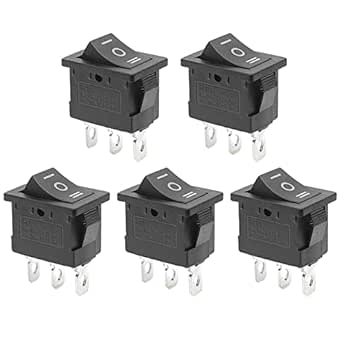 QTEATAK 5Pcs On/Off/On Boat Toggle Rocker Switch 3 Pin 3 Position Snap 12V 110V 250V