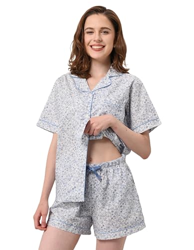 Image of NAP BOUND 100% Cotton Pajamas for Women 2 Piece PJs Set Long Sleeve Button Down Breathable Woven Sleepwear Loungewear XS-XXL