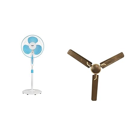 Usha Mist Air Icy 400mm Pedestal Fan (Blue)+USHA Airostrong Angle 1200mm Ceiling Fan (Metallic Luxon Gold)