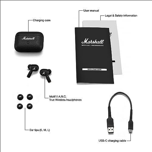 Marshall Motif II True Wireless Active Noise-Canceling Earbuds Headphones, Black - image 6